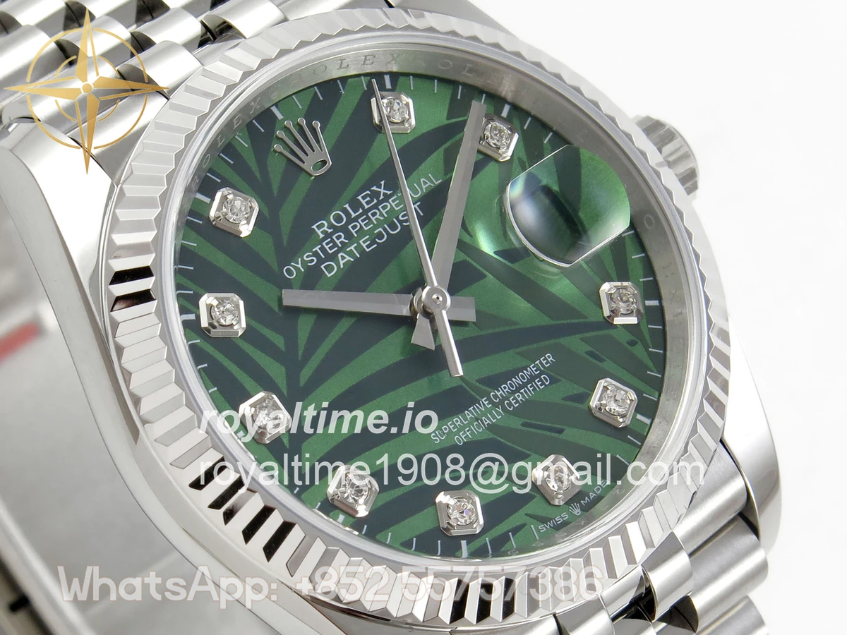 Rolex DateJust 36 SS 126234 ARF Green Leaves Diamonds Dial on Jubilee Bracelet DD3235 - Image 4