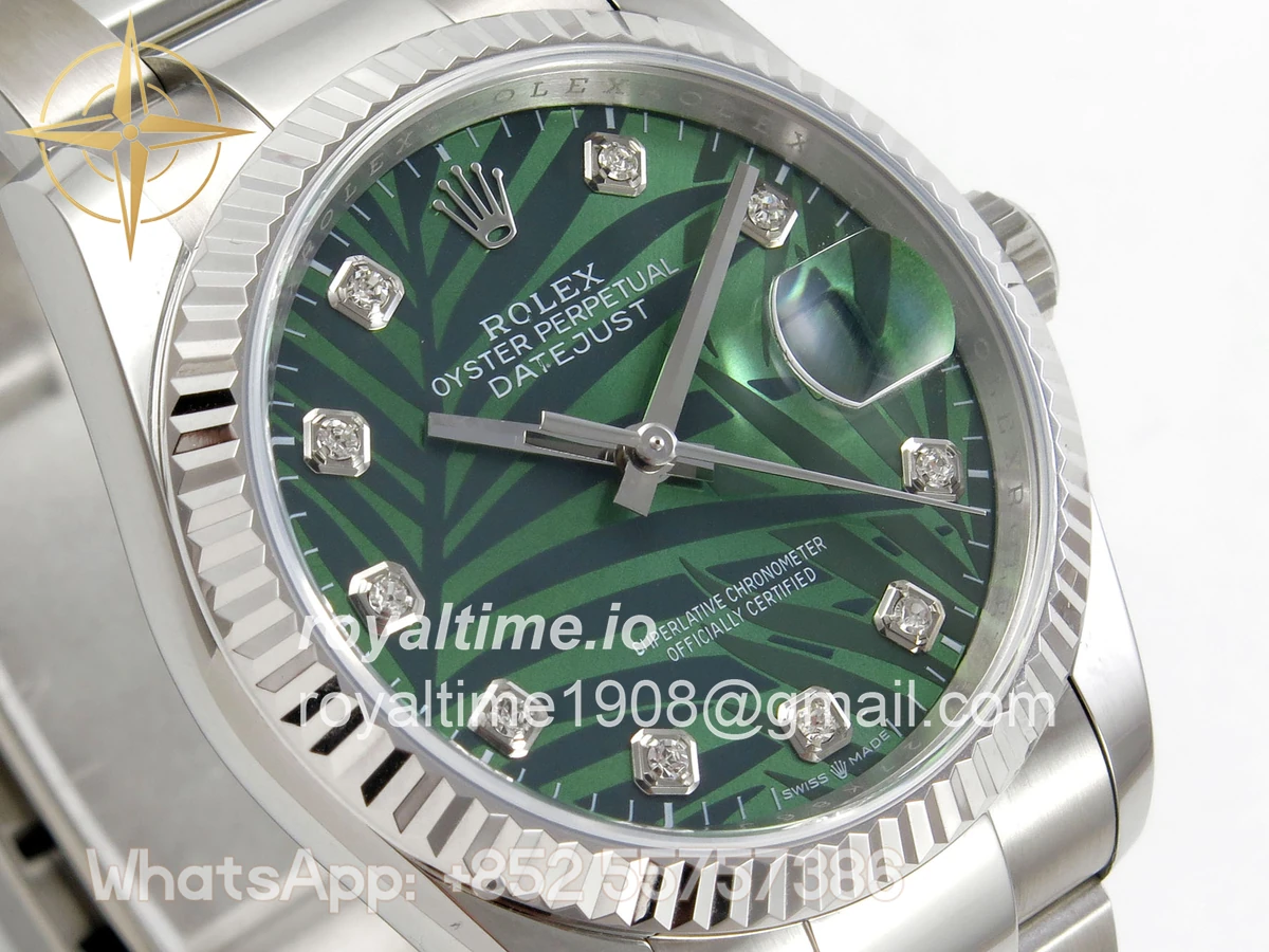Rolex DateJust 36 SS 126234 ARF Green Leaves Diamonds Dial on Oyster Bracelet DD3235 - Image 4