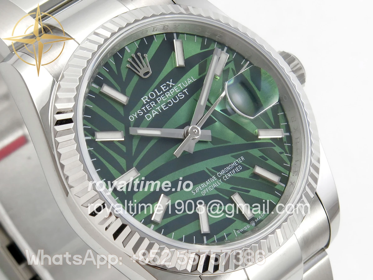 Rolex DateJust 36 SS 126234 ARF Green Leaves Stick Dial on Oyster Bracelet DD3235 - Image 4