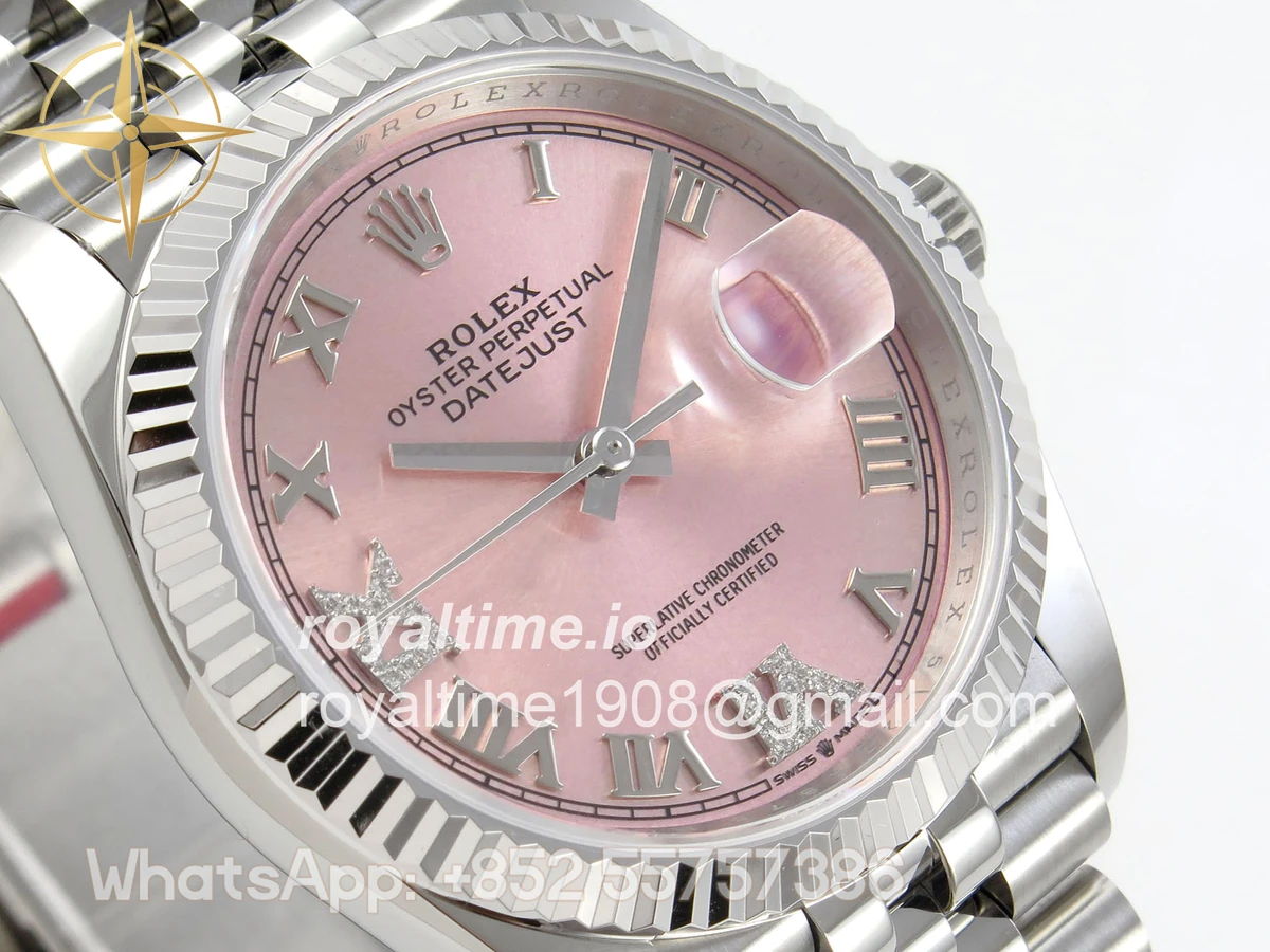 Rolex DateJust 36 SS 126234 ARF Pink Diamond Roman Dial on Jubilee Bracelet DD3235 - Image 4