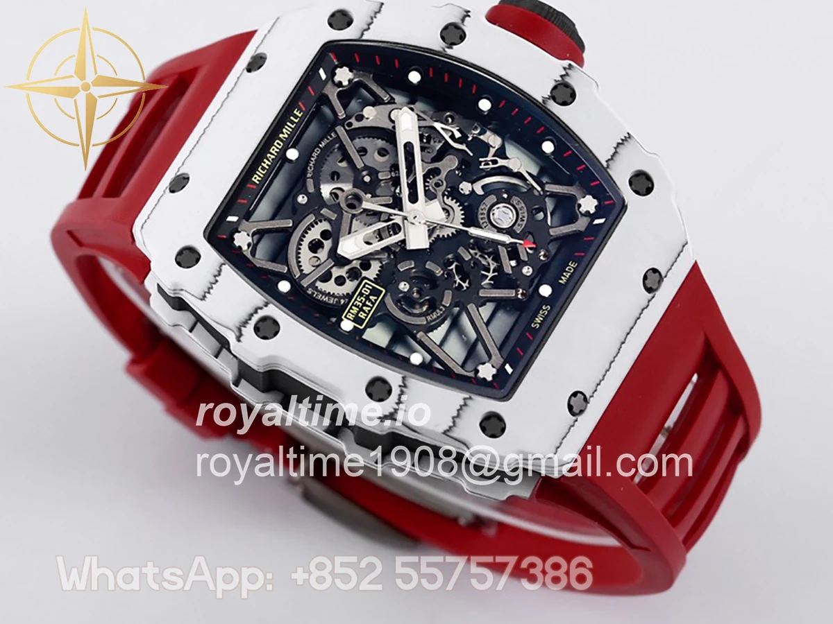 Richard Mille RM 035-01 Rafael Nadal White NTPT on Red Rubber Strap - Image 4
