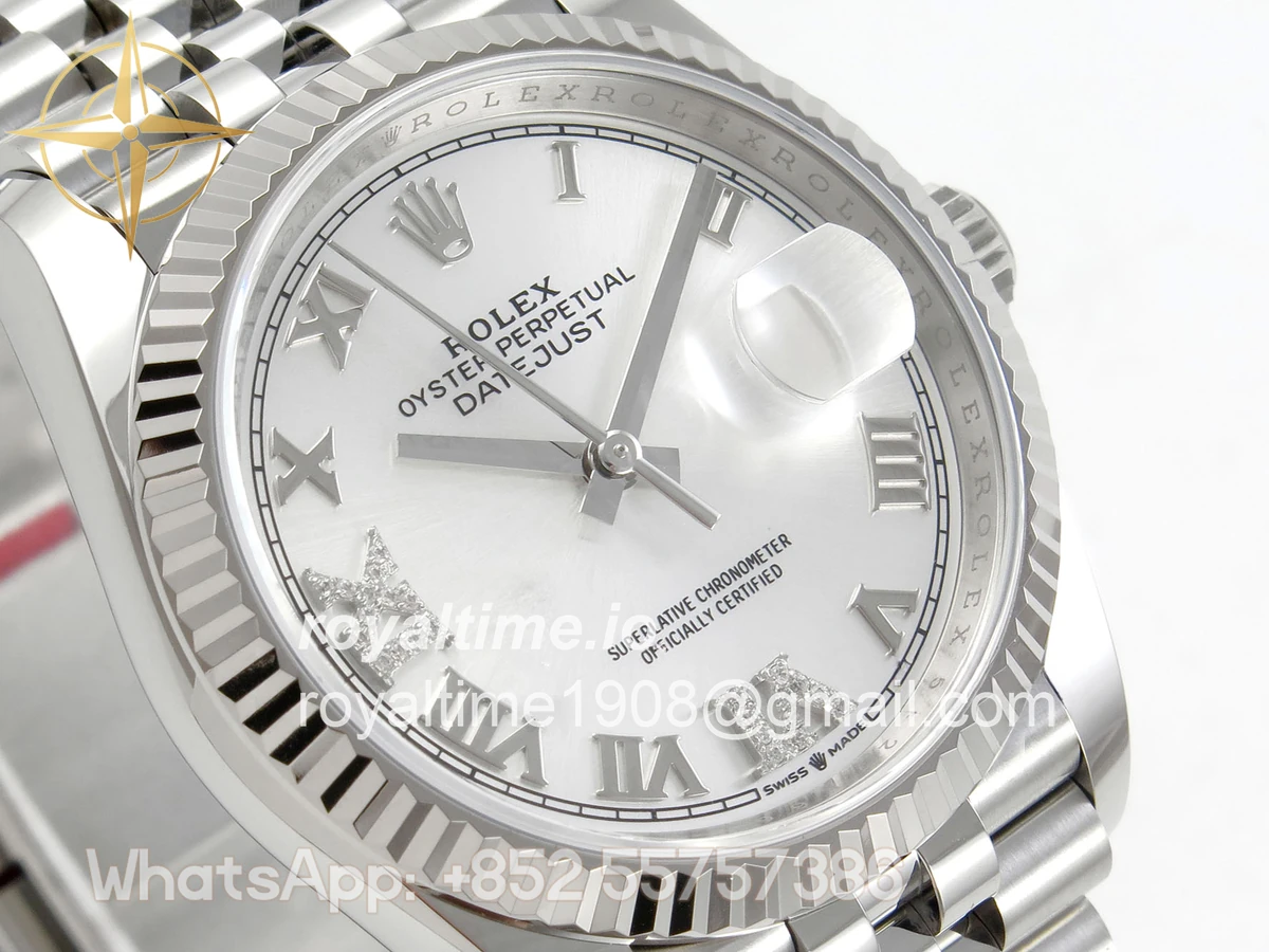 Rolex DateJust 36 SS 126234 ARF Silver Diamond Roman Dial on Jubilee Bracelet DD3235 - Image 4