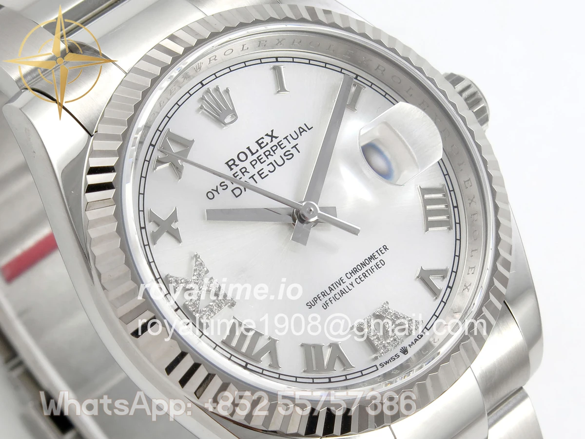 Rolex DateJust 36 SS 126234 ARF Silver Diamond Roman Dial on Oyster Bracelet DD3235 - Image 4