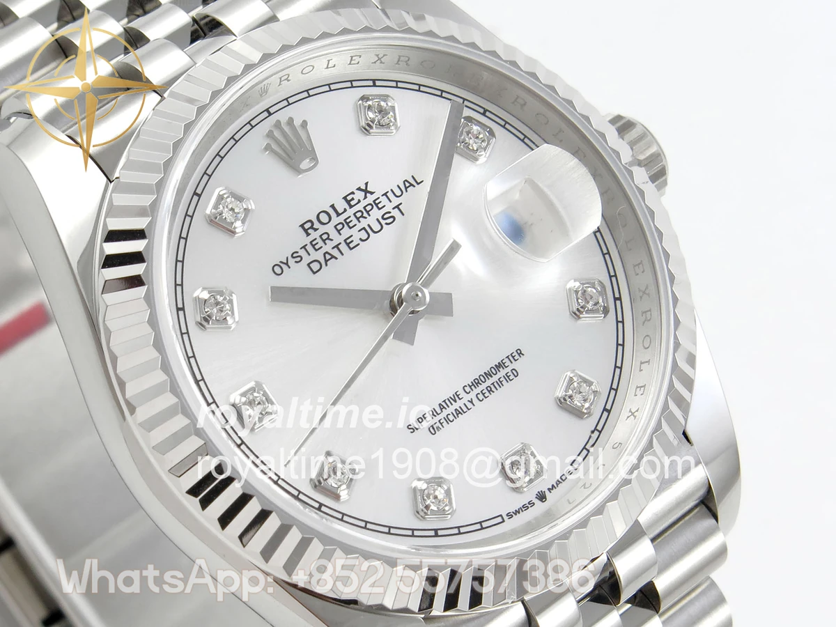 Rolex DateJust 36 SS 126234 ARF Silver Diamonds Dial on Jubilee Bracelet DD3235 - Image 4