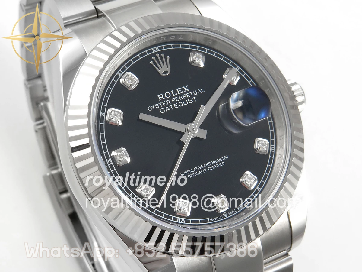 Rolex DateJust 41 126334 904L SS SCF Black Diamonds Dial on Oyster Bracelet VR3235 - Image 4