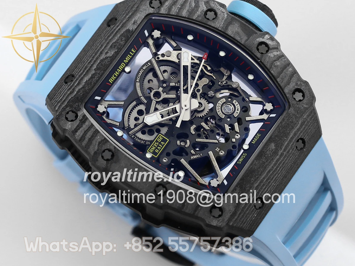 Richard Mille RM 035-02 Rafael Nadal NTPT Carbon on Blue Rubber Strap - Image 4