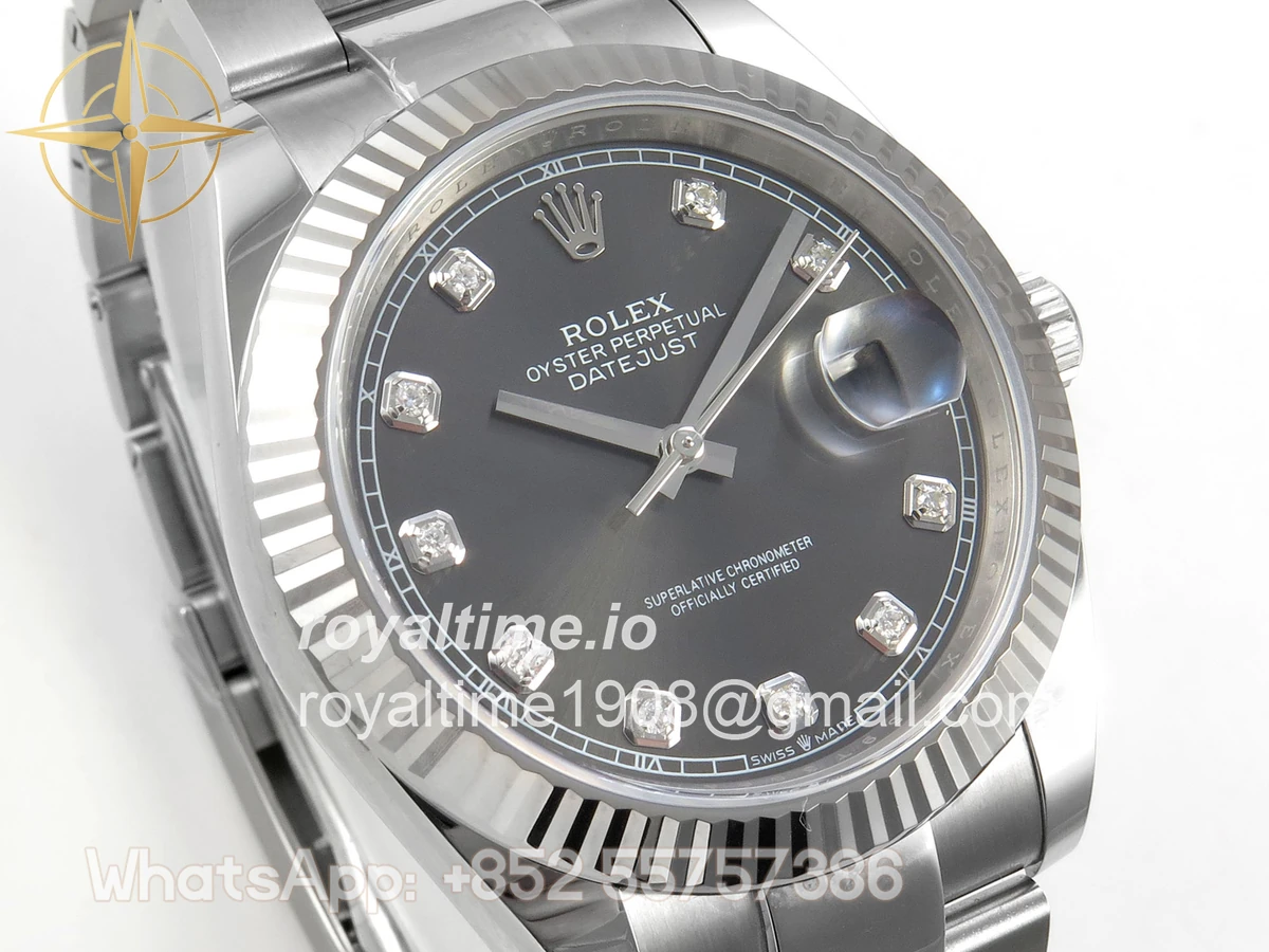 Rolex DateJust 41 126334 904L SS SCF Gray Diamonds Dial on Oyster Bracelet VR3235 - Image 4
