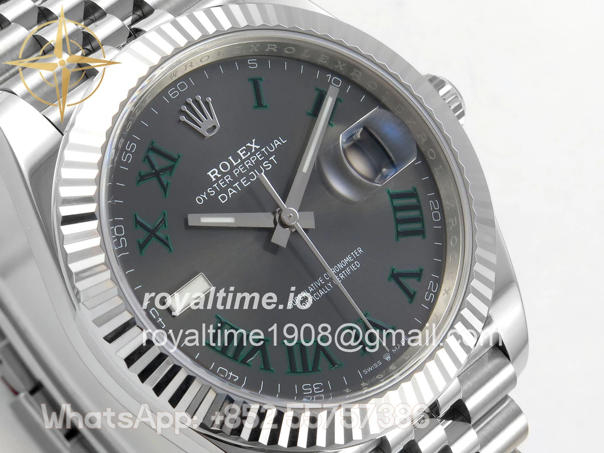 Rolex DateJust 41 126334 Clean Plus Gray Dial Green Roman on Jubilee Bracelet JH3235 (Free Sprung) Weighted 133g - Image 4