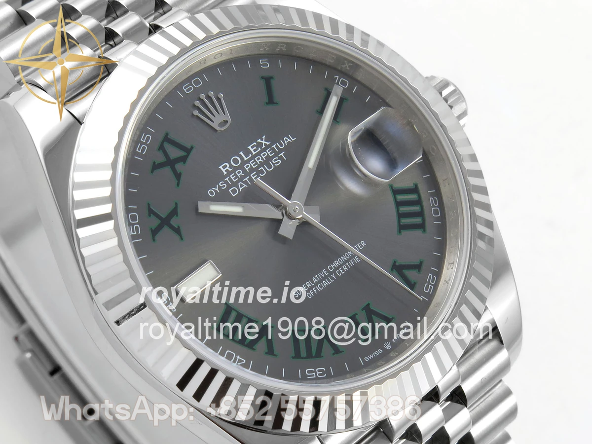 Rolex DateJust 41 126334 ERF Gray Dial Green Roman on Jubilee Bracelet JH3235 (Free Sprung) Weighted 132g - Image 4