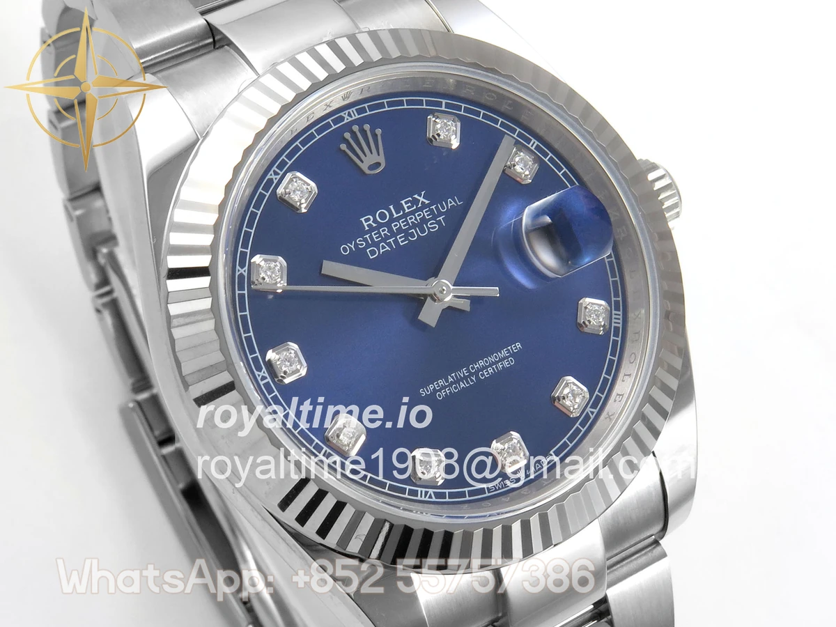 Rolex DateJust 41 126334 904L SS SCF Blue Diamonds Dial on Oyster Bracelet VR3235 - Image 4