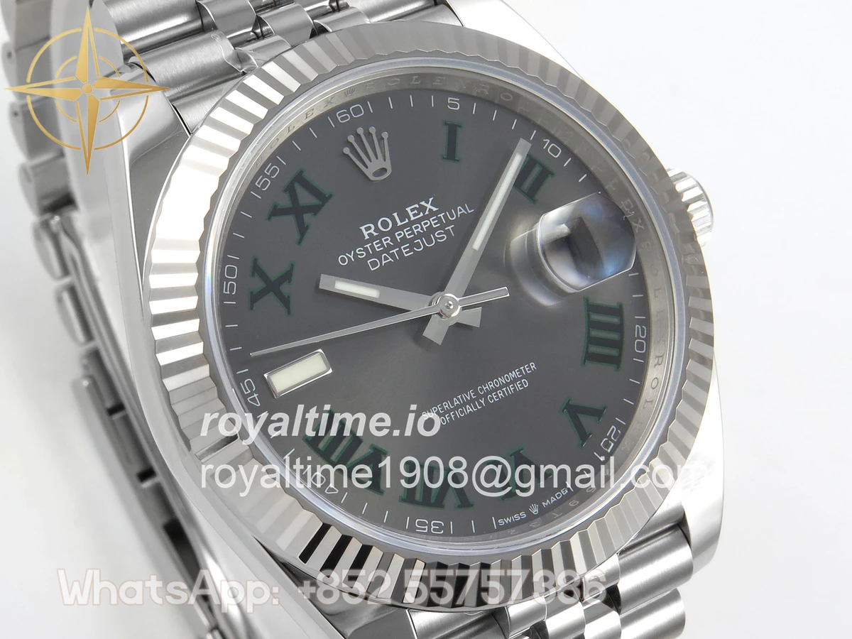 Rolex DateJust 41 126334 904L SS SCF Gray Dial Green Roman on Jubilee Bracelet VR3235 - Image 4