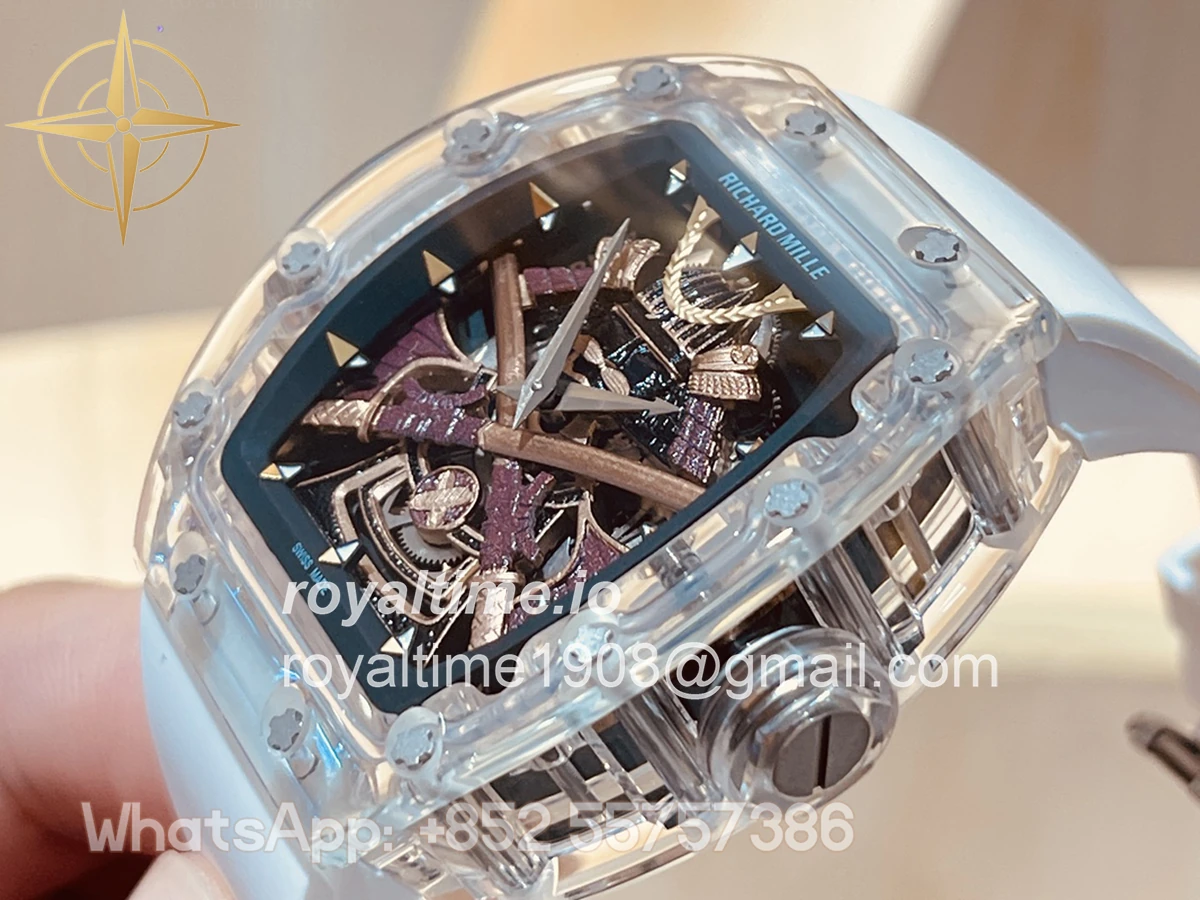 Richard Mille RM 047 Tourbillon Samurai Sapphire on White Rubber Strap - Image 4