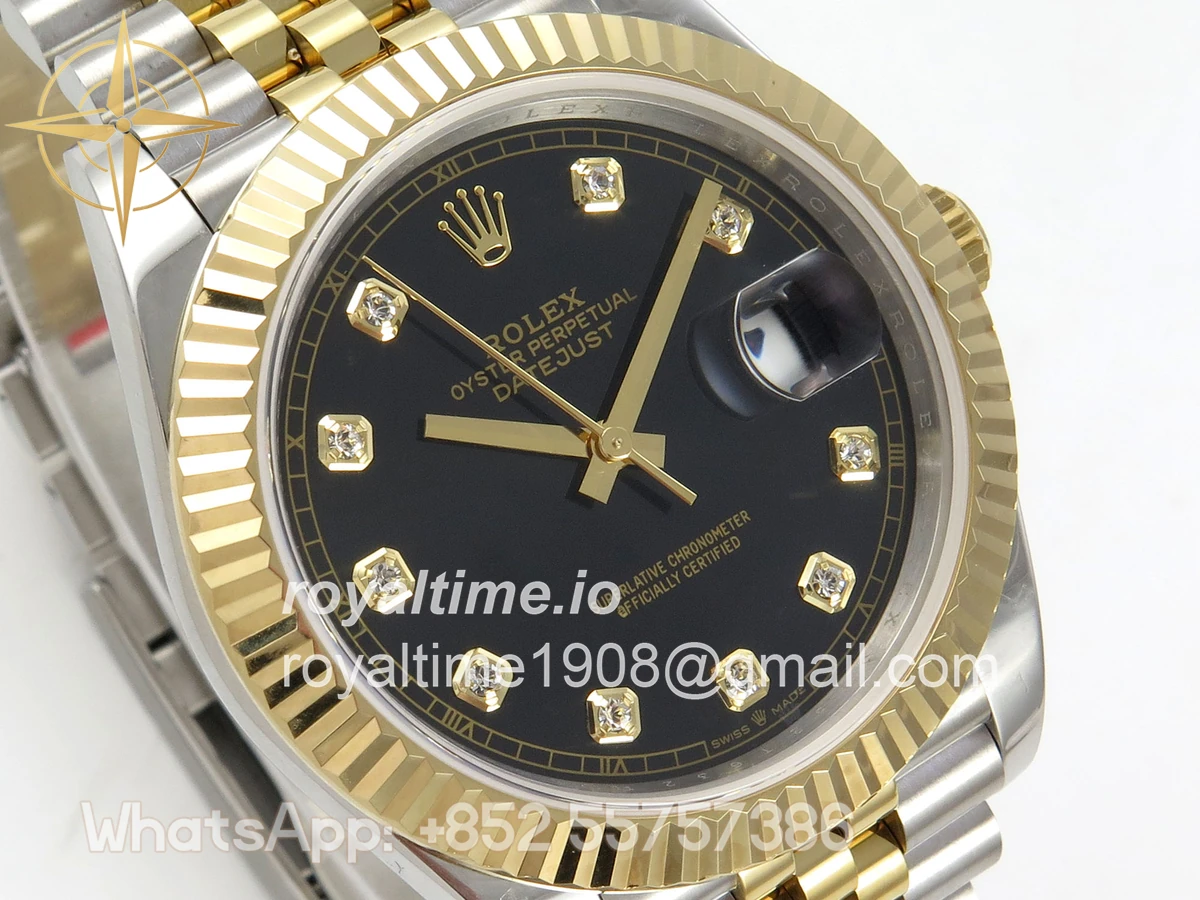 Rolex DateJust 41 126333 QF 904L Steel Black Diamonds Dial on SS/YG Jubilee Bracelet QF3235 (145g) - Image 4