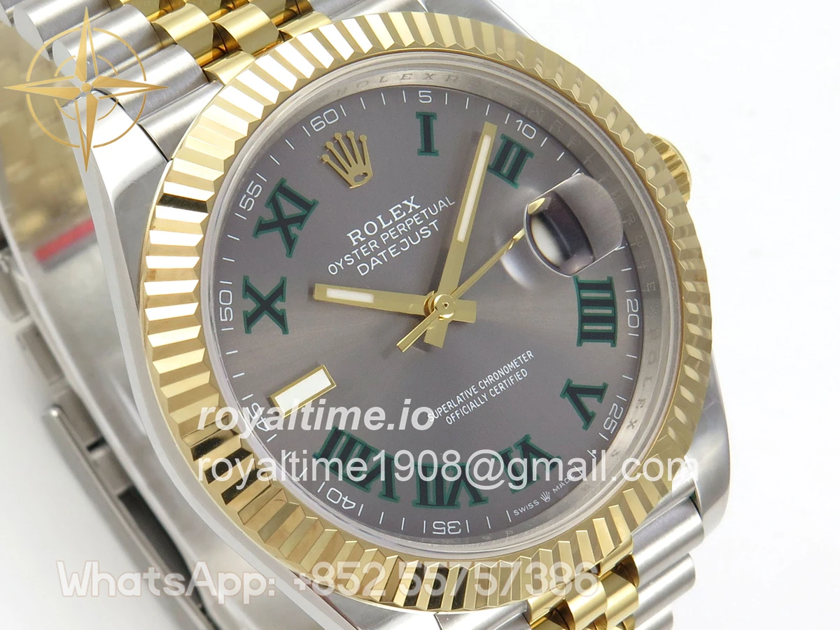 Rolex DateJust 41 126333 QF 904L Steel Gray Dial Green Roman on SS/YG Jubilee Bracelet QF3235 (145g) - Image 4