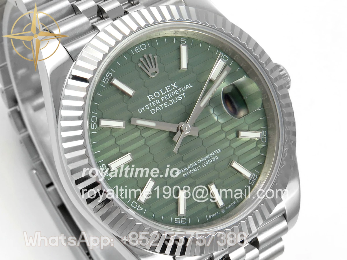 Rolex DateJust 41 126334 QF 904L Steel Green Textured Stick Dial on SS Jubilee Bracelet QF3235(145g) - Image 4
