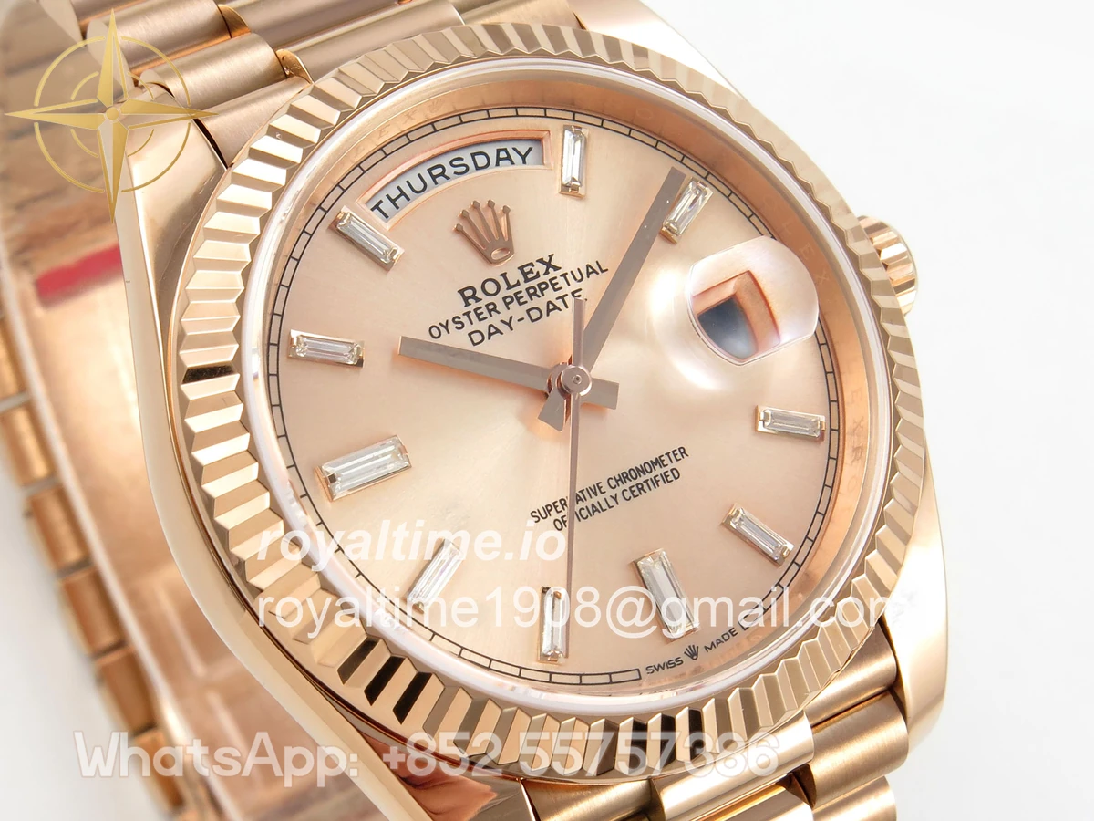 Rolex Day Date 40 RG TMF RG Diamonds Dial on President Bracelet VR3255 (Weighted) 208g - Image 4