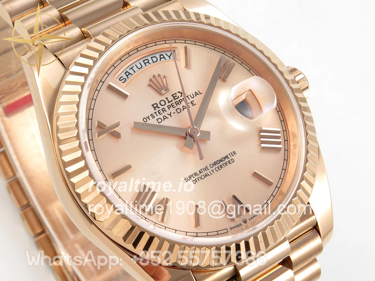 Rolex Day Date 40 RG TMF RG Roman Dial on President Bracelet VR3255 (Weighted) 208g - Image 4