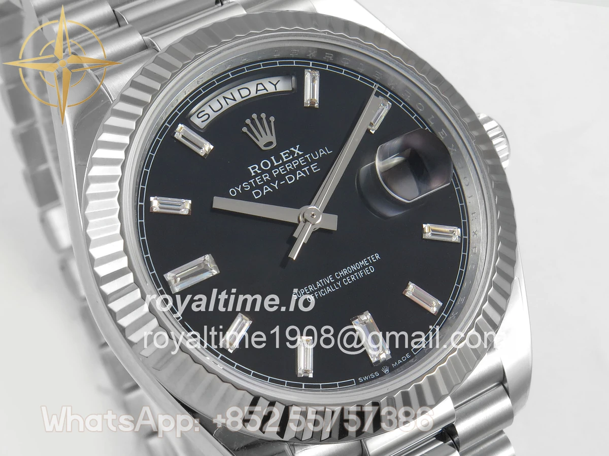 Rolex Day Date 40 SS 228239 QF Black Crystal Dial on President Bracelet A2836 V6 (200g) - Image 4