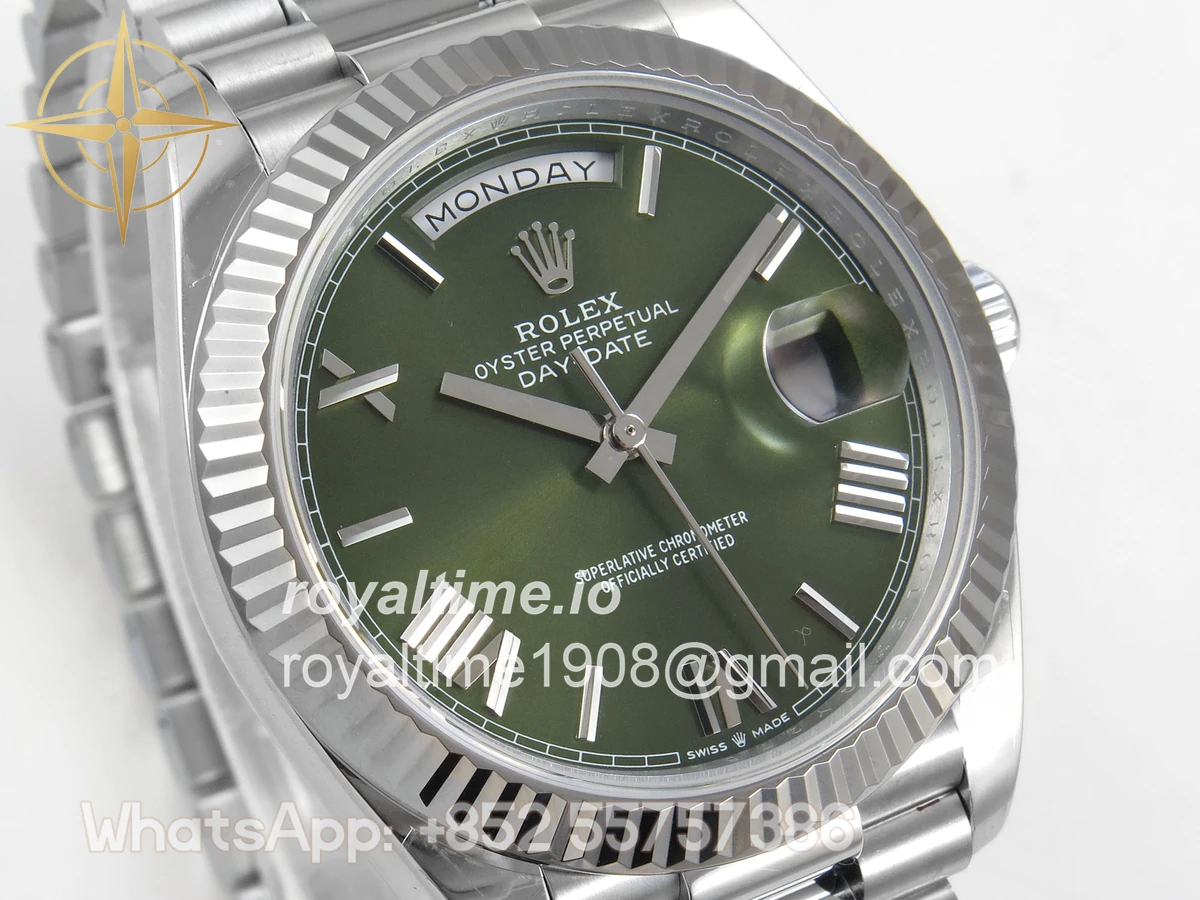 Rolex Day Date 40 SS 228239 QF Green Ombre Roman Dial on President Bracelet A2836 V6 (200g) - Image 4