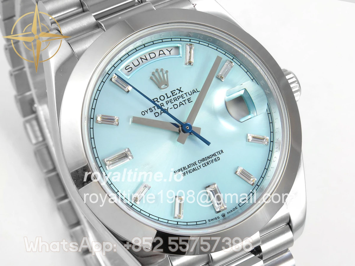 Rolex Day Date 40 SS 228239 QF Ice Blue Crystal Dial on President Bracelet A2836 V6 (200g) - Image 4