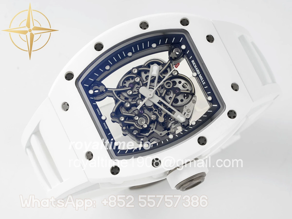 Richard Mille RM 055 White Bubba Watson White Ceramic on White Rubber RMUL2 - Image 4