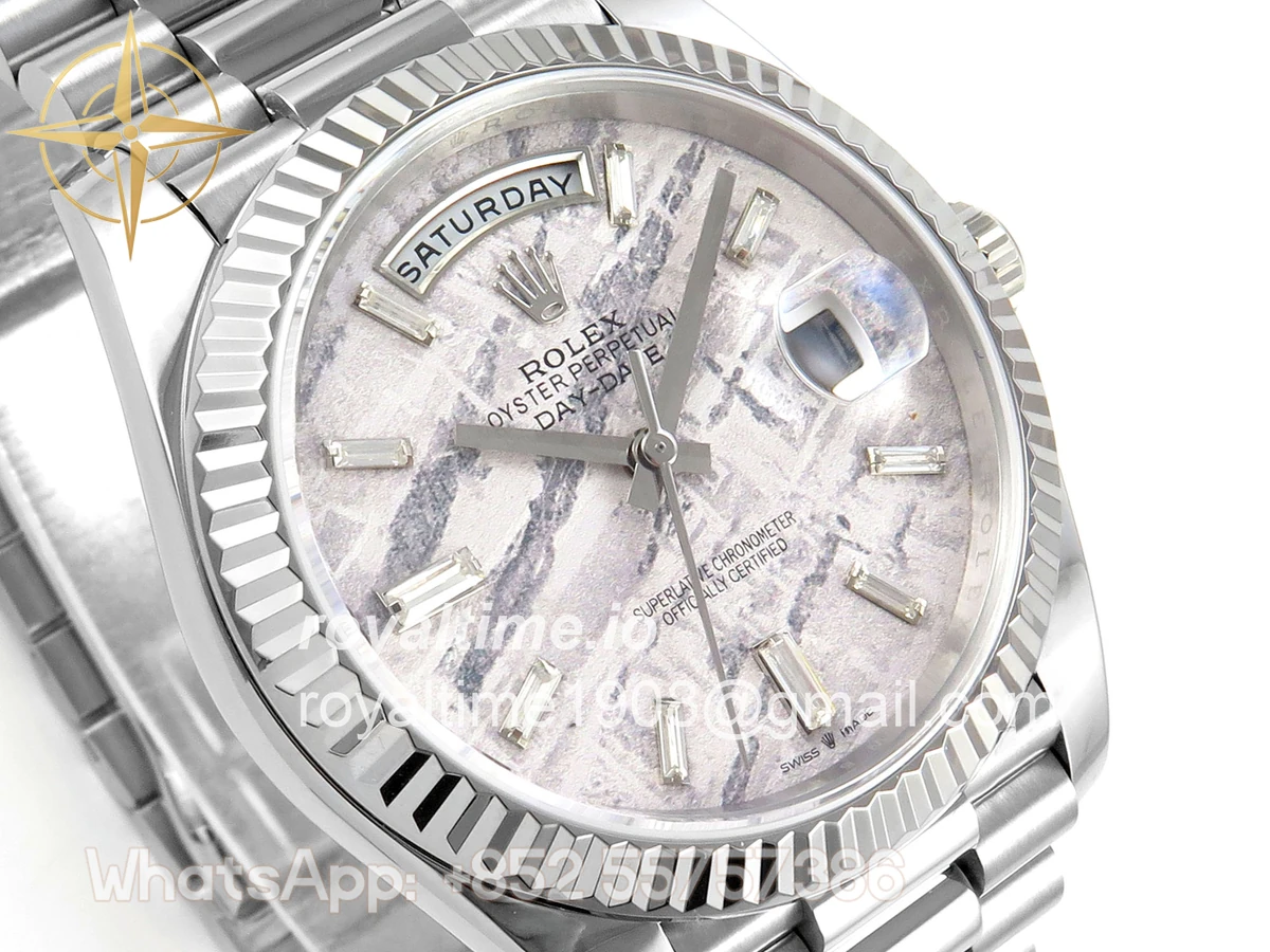 Rolex Day Date 40 SS TMF Meteorite Crystal Dial on President Bracelet VR3255 (Weighted) 208g - Image 4