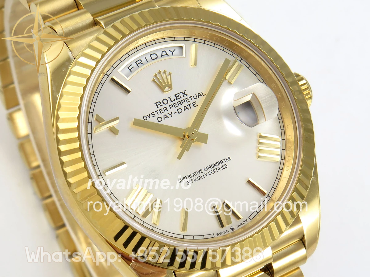 Rolex Day Date 40 YG 228238 QF Silver Roman Dial on President Bracelet A2836 V6 (200g) - Image 4