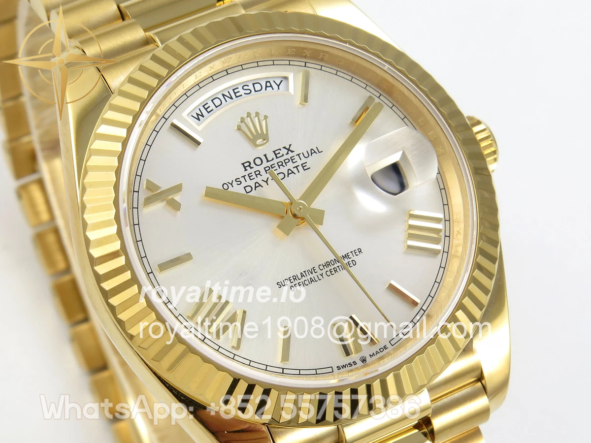 Rolex Day Date 40 YG 228238 QF Silver Roman Dial on President Bracelet VR3255 V8 (190g) - Image 4