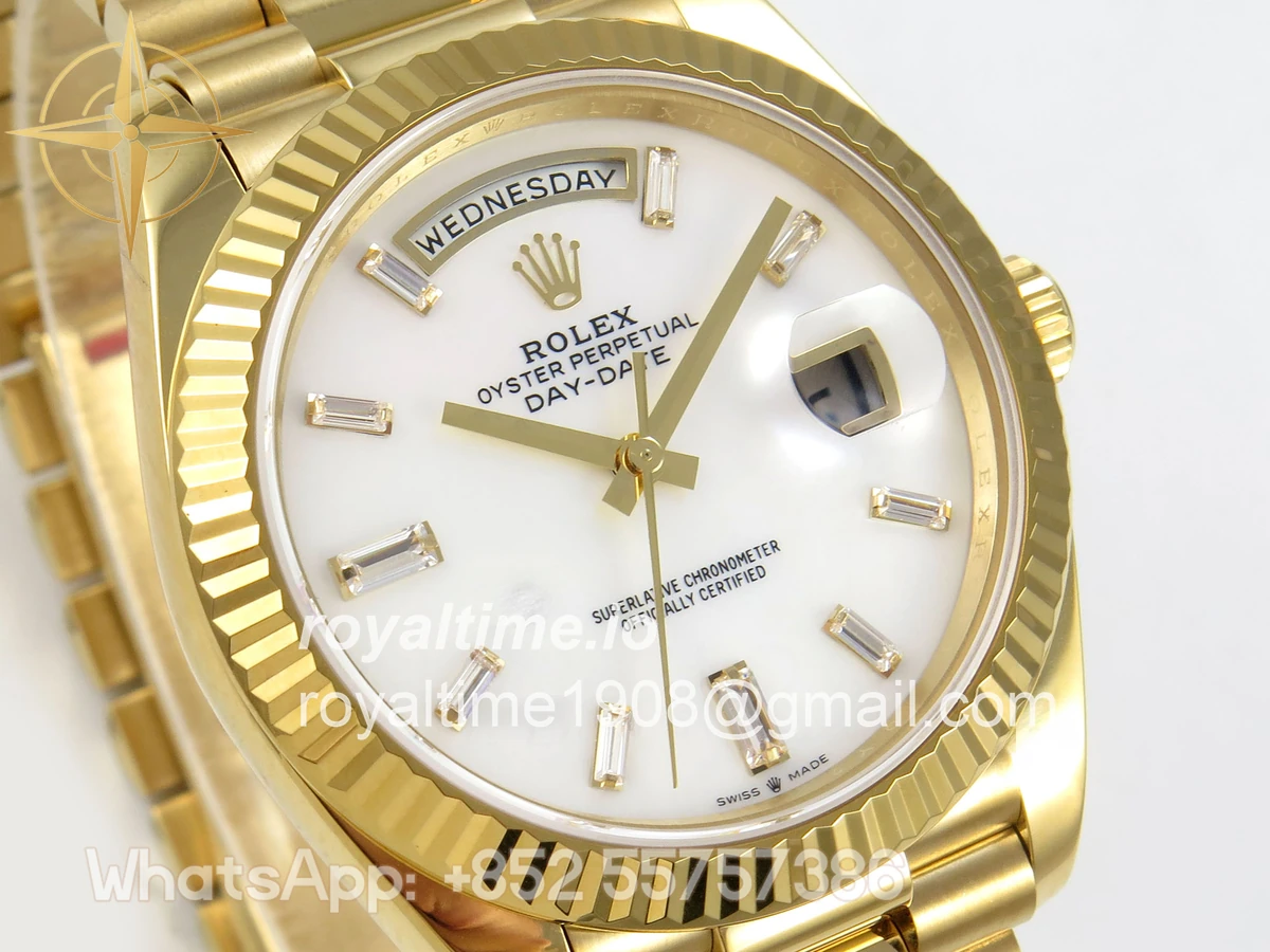 Rolex Day Date 40 YG 228238 QF White Crystal Dial on President Bracelet VR3255 V8 (190g) - Image 4