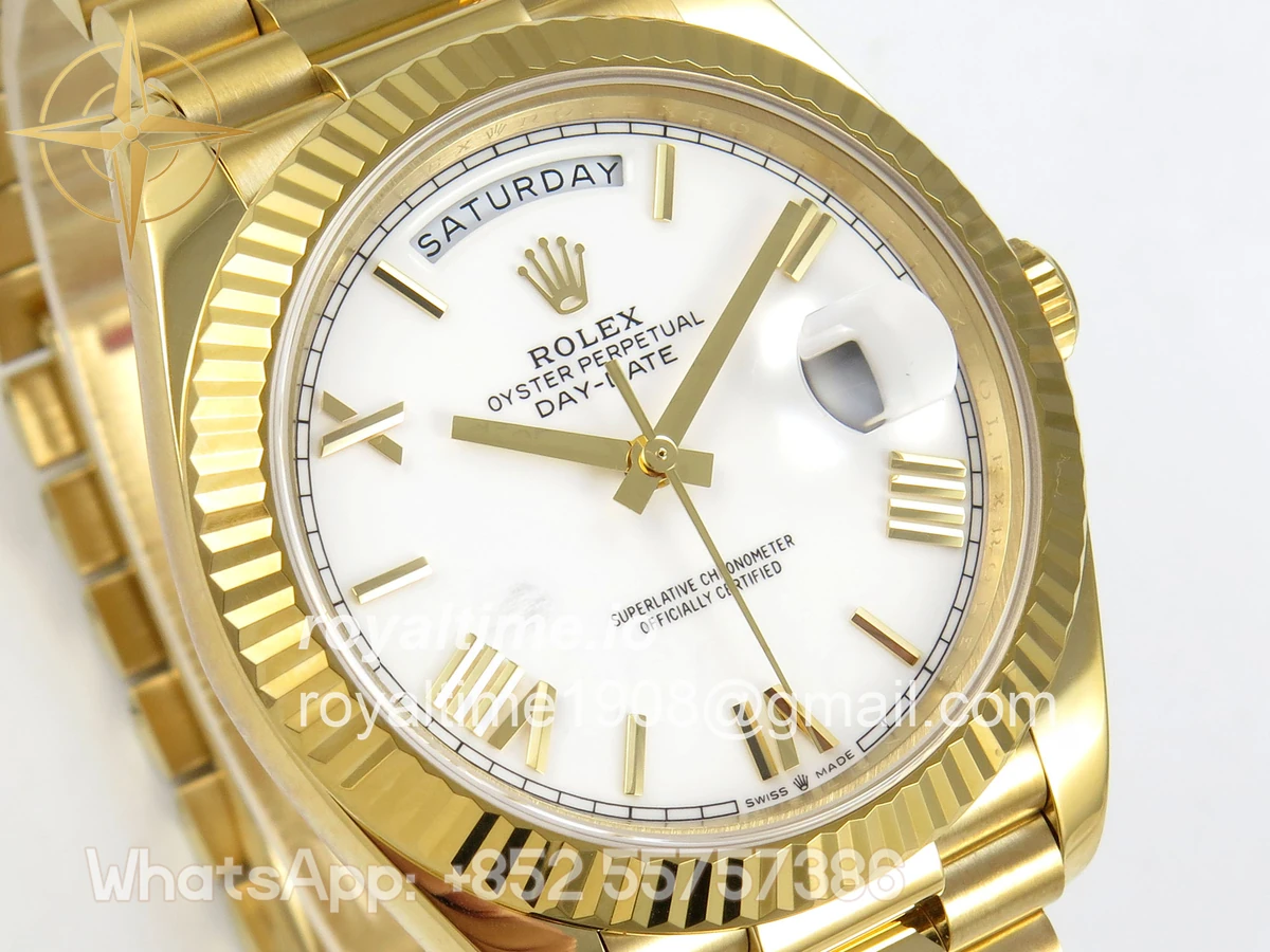 Rolex Day Date 40 YG 228238 QF White Roman Dial on President Bracelet A2836 V6 (200g) - Image 4