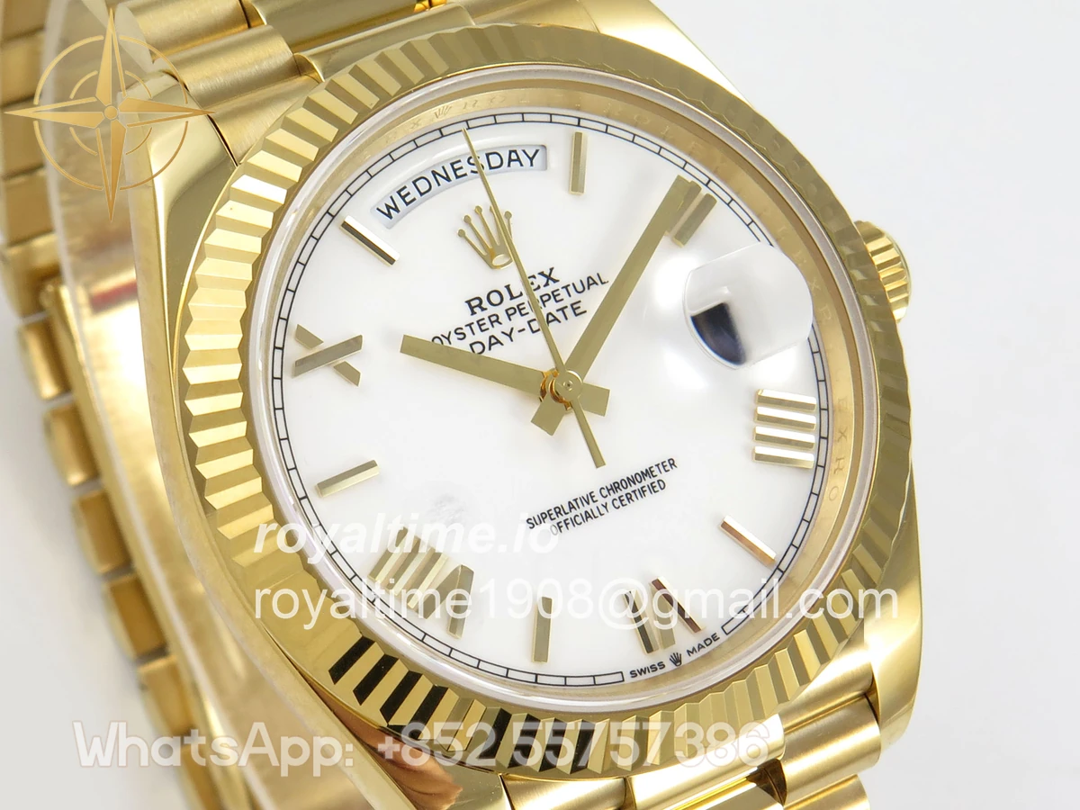 Rolex Day Date 40 YG 228238 QF White Roman Dial on President Bracelet VR3255 V8 (190g) - Image 4
