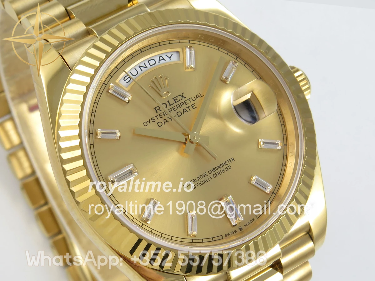 Rolex Day Date 40 YG 228238 QF YG Crystal Dial on President Bracelet VR3255 V8 (190g) - Image 4