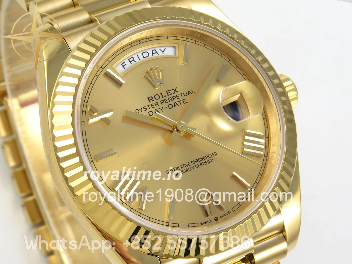 Rolex Day Date 40 YG 228238 QF YG Roman Dial on President Bracelet VR3255 V8 (190g) - Image 4