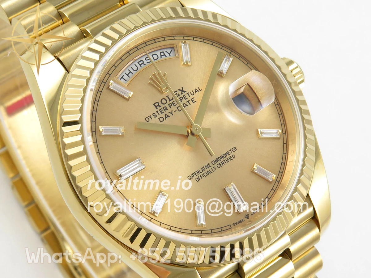 Rolex Day Date 40 YG TMF YG Diamonds Dial on President Bracelet VR3255 (Weighted) 208g - Image 4