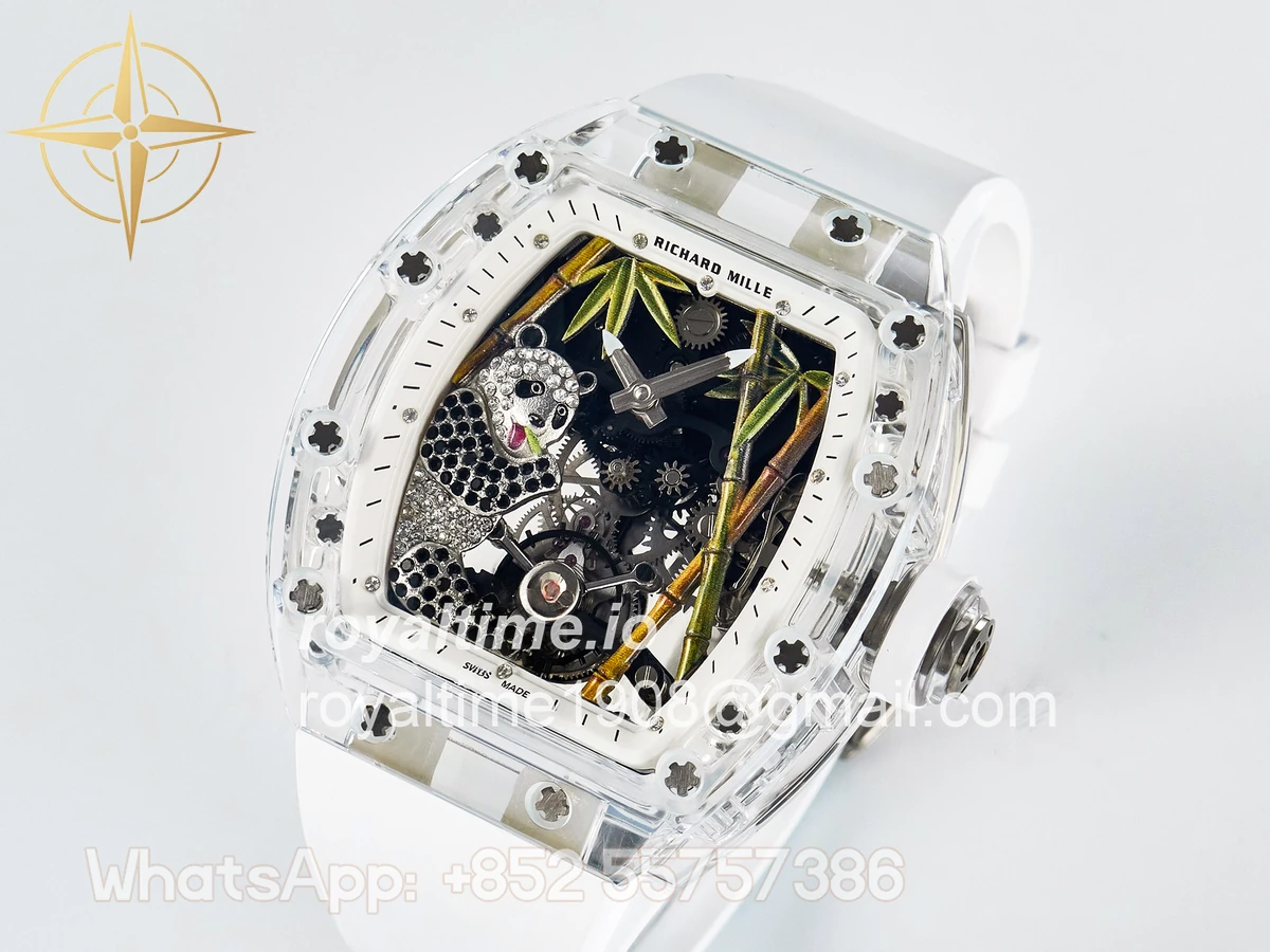 Richard Mille RM026 Transparent Tourbillon RMF Panda Skeleton Dial on Translucent Rubber Strap - Image 4