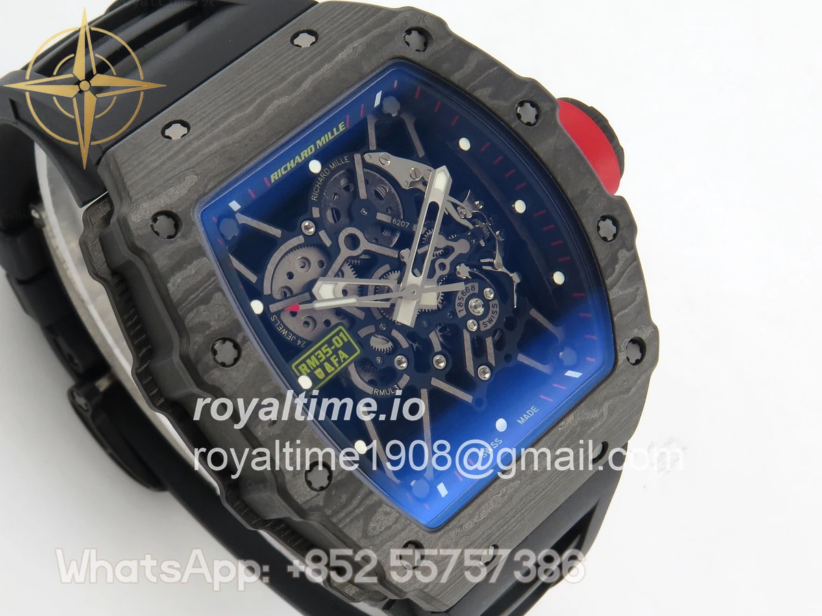 Richard Mille RM035-01 Black Carbon ZF Skeleton Dial On Black Rubber Strap RMUL2 - Image 4