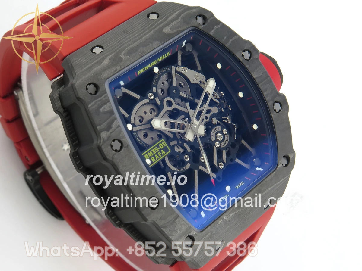 Richard Mille RM035-01 Black Carbon ZF Skeleton Dial On Red Rubber Strap RMUL2 - Image 4
