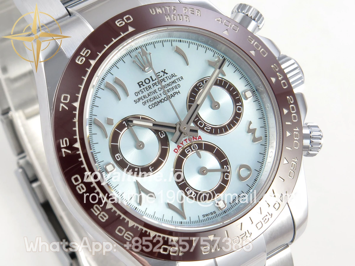 Rolex Daytona 116506 3CF Ice Blue Dial Arabic Markers on SS Bracelet SH4130 V2 - Image 4