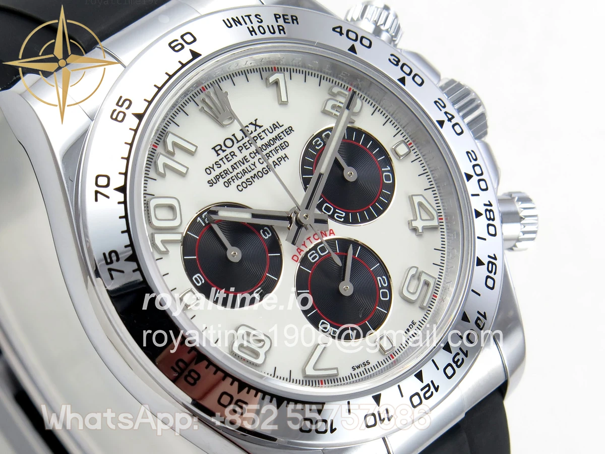 rolex Daytona 116519 QF White/Black Numeral Dial on Oysterflex Strap SA4130 V11 (Gain Weight) 160g - Image 4