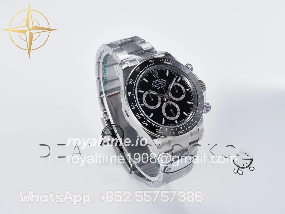 Rolex Daytona 126500 UFO 904L Steel Black Dial on SS Bracelet UF4131 (Free Sprung) - Image 4