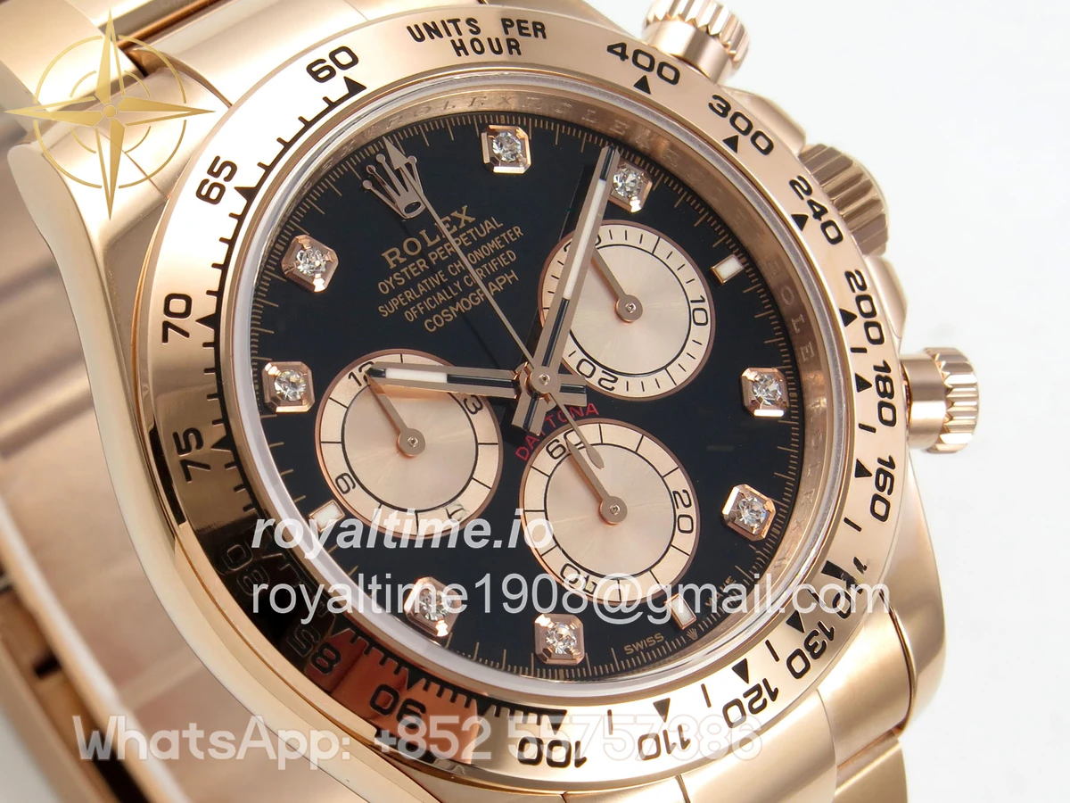 Rolex Daytona 126505 RG UFO Black/RG Diamonds Dial on RG Bracelet UF4131 (Free Sprung) - Image 4