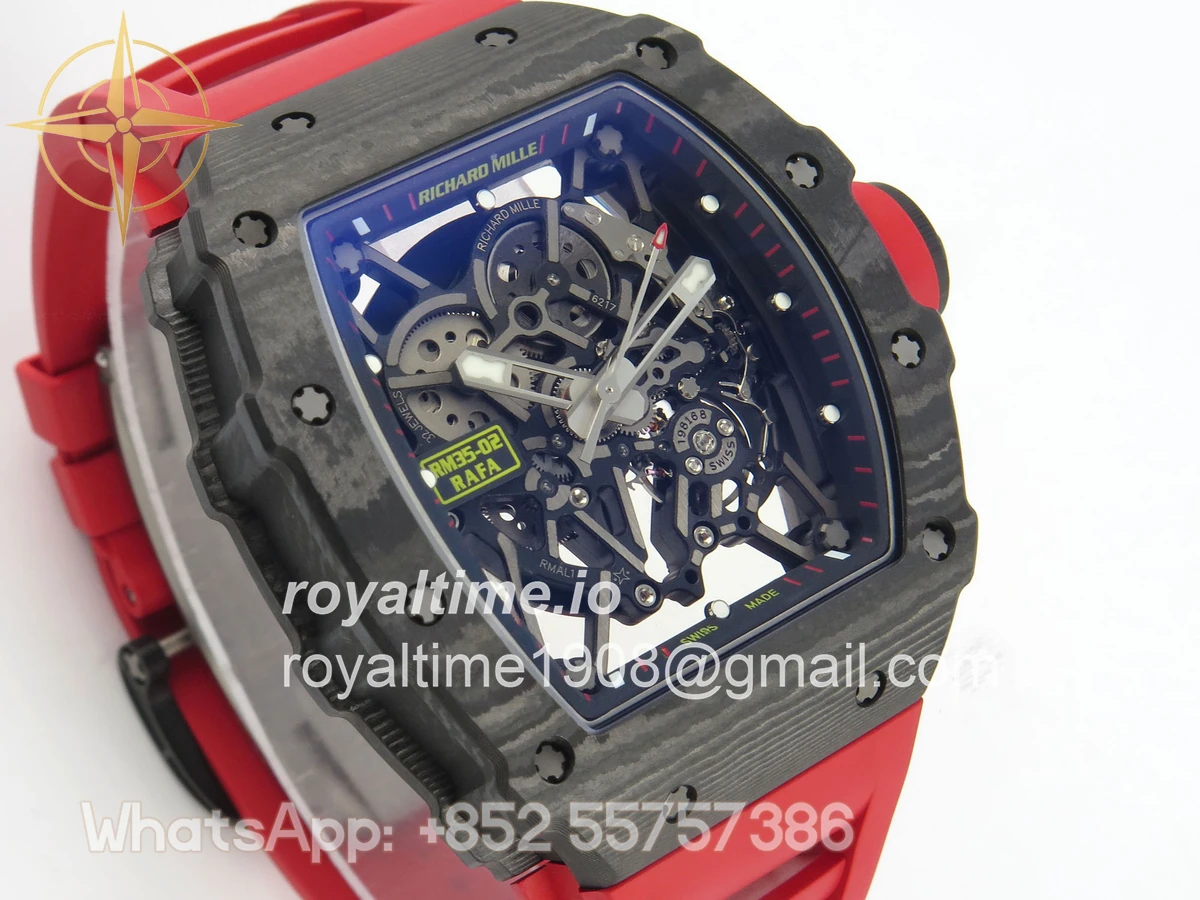 Richard Mille RM035-02 NTPT ZF Skeleton Dial on Red Rubber Strap RMAL1 V7 - Image 4