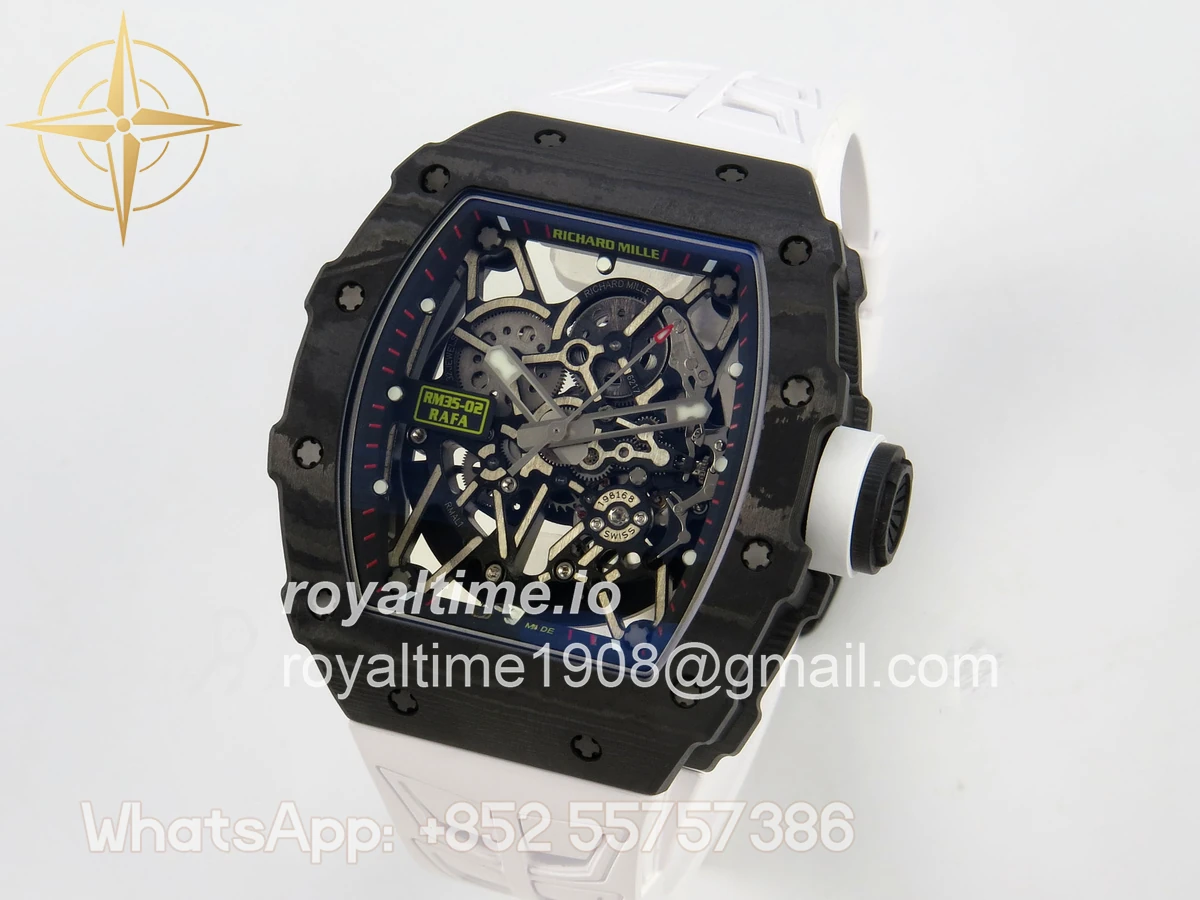 Richard Mille RM035-02 NTPT ZF Skeleton Dial on White Rubber Strap RMAL1 V7 - Image 4