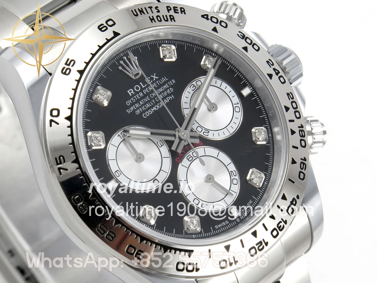 Rolex Daytona 126509 BTF Black/Silver Diamonds Dial on SS Braclet DD4131 (Weighted) 220g - Image 4