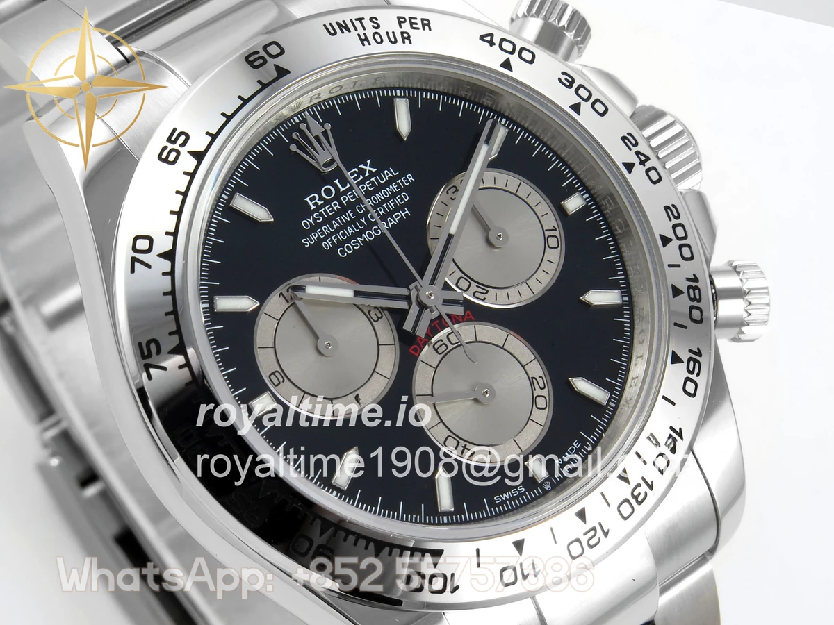 Rolex Daytona 126509 904L SS UFO Black Dial Silver Subdial On 904L SS Bracelet UF4131 (Free Sprung) - Image 4