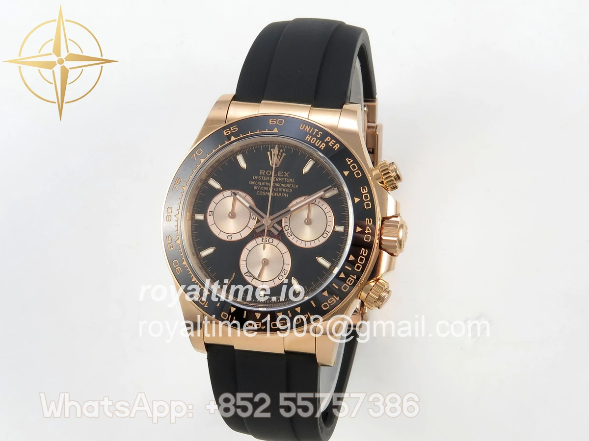 Rolex Daytona 126515 ARF Black/RG Stick Dial on Oysterflex Strap DD4131 V2 (Weighted) - Image 4