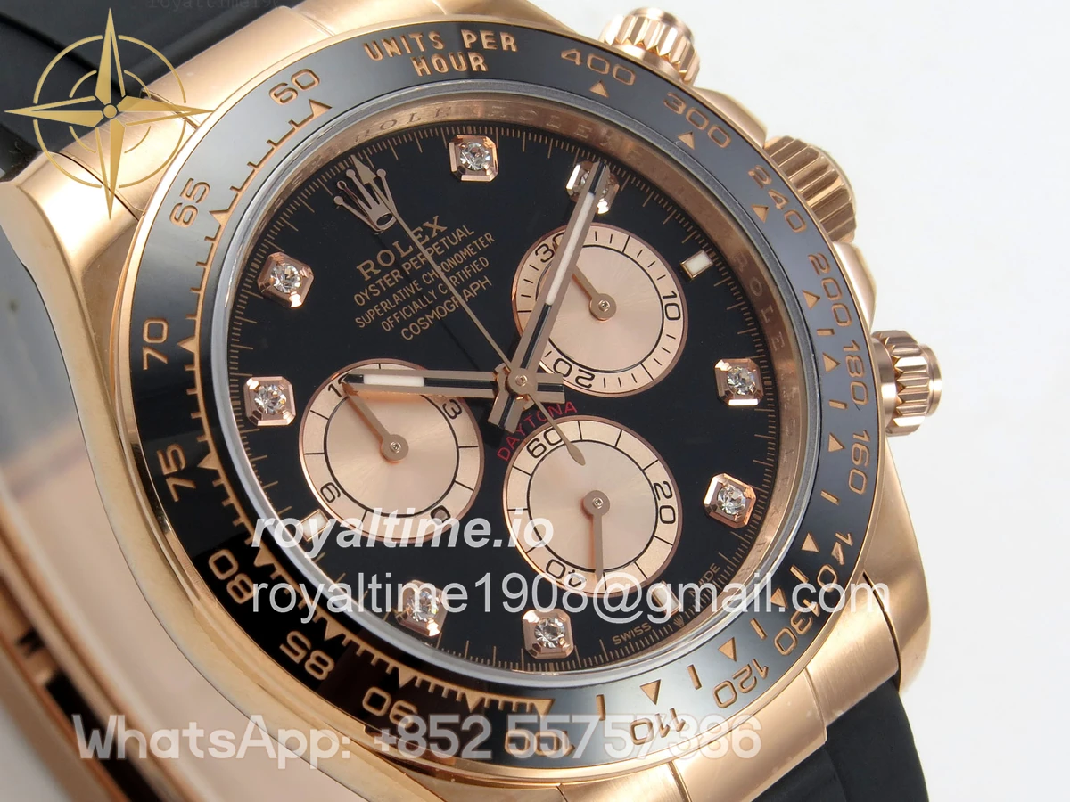 Rolex Daytona 126515 QF Black/RG Diamonds Dial on Oysterflex Strap JH4131 V18 (Free Sprung) Weighted 157g - Image 4