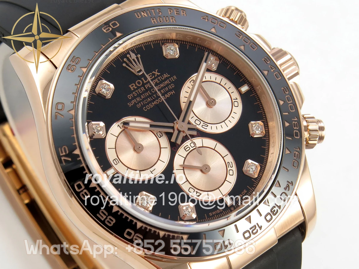 Rolex Daytona 126515 TMF Black/RG Diamonds Dial on Oysterflex Strap DD4131(162g) - Image 4