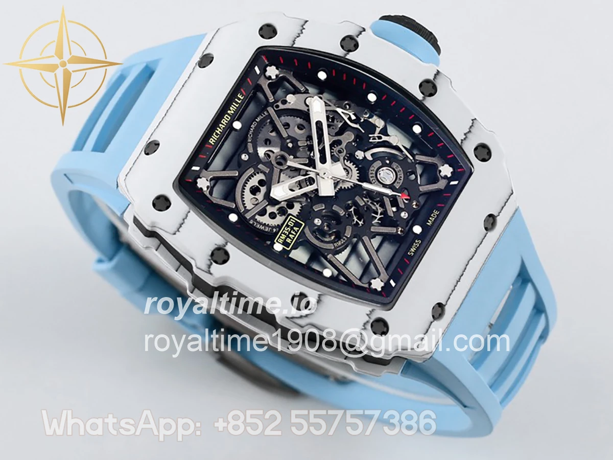 Richard Mille RM 035-01 Rafael Nadal White NTPT on Blue Rubber Strap - Image 4