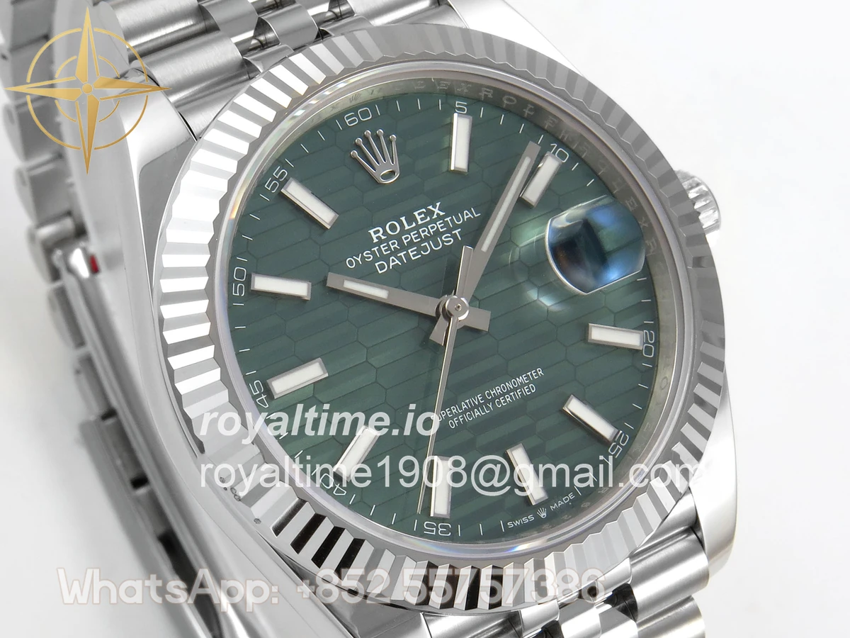 Rolex DateJust 41 126334 SCF 904L Steel Green Textured Stick Dial on Jubilee Bracelet A3235 - Image 4